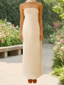 Women's Elegant Long Satin Tube Dress