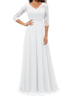 Women's Long Dress Patchwork Lace